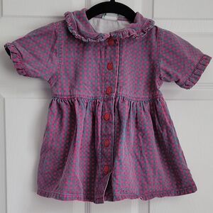Sprockets Mervyns Pink and Blue Checkered Baby Dress Vintage
